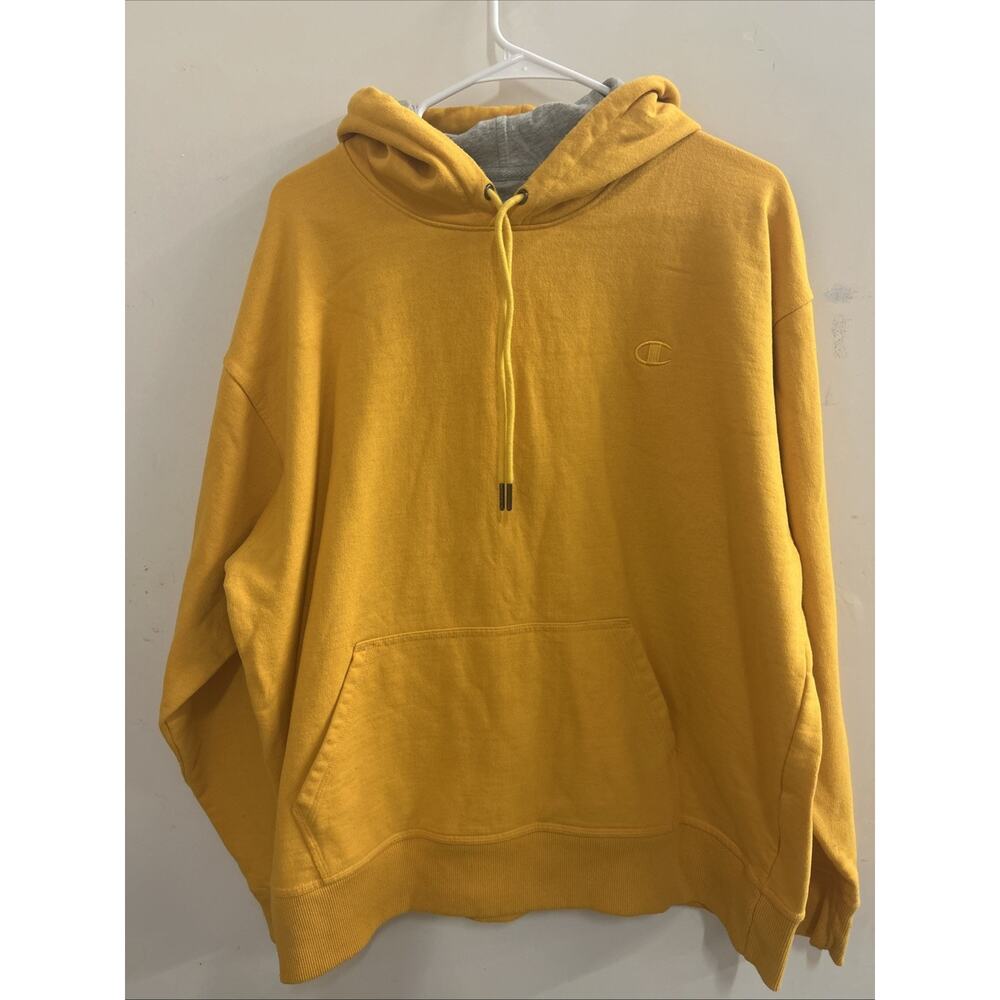 Champion Sweater Golden Yellow Reverse Weave Hoodie Pullover Casual Womens XL